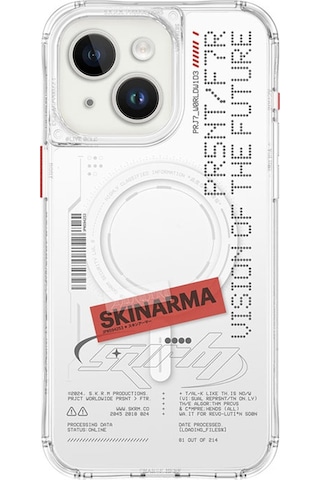 Apple Uyumlu iPhone 15 Kılıf Skinarma Magsafe Şarj Özellikli Yazı Desenli Airbagli Orion Kapak Şeffaf