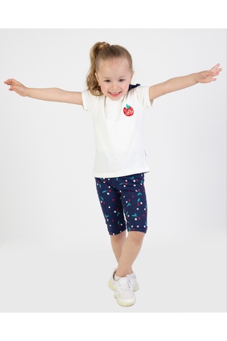 Harika Kids Kız Bebek Kaprili Kısa Kollu Apolet Baskılı Yazlık Basic Alt-üst Takım 6-24 Ay 001