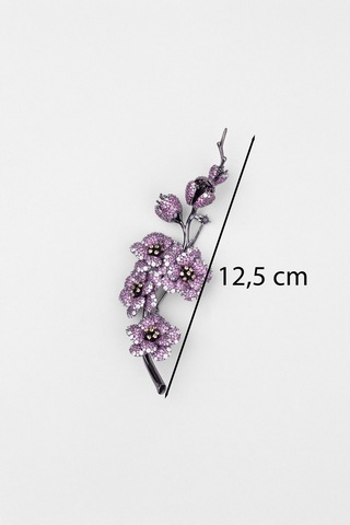 Sakura Çiçeği Siyah Rodyum Kaplama Gümüş Broş Siyah