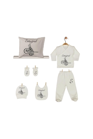Pia Baby Gl 1953-08 İsme Özel Yastık Zıbın Set Krem