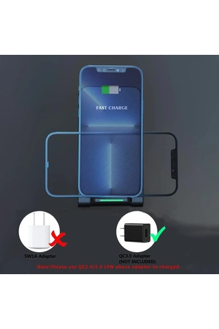 Elmpaly Katlama Telefon Kablosuz Şarj İstasyonu İphone Samsung Siyah