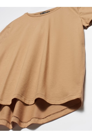 Dilvin 3471 Bisiklet Yaka Basic T-shirt-koyu Camel Koyu Camel