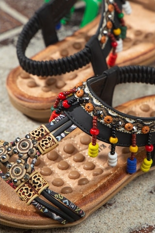 Khayt Alice Anatomik Fashion Taşlı Çocuk Sandalet Siyah