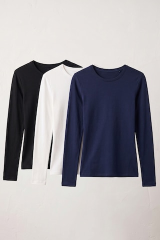 Elemge 3'lü Paket %95pamuk %5likra Vücuda Oturan Magic Fit Stretch Uzun Kollu T-shirt Compact Penye Esnek Basic Tişört Siyah Beyaz Lacivert Kadın Elastan Bluz Elastan Çok Renkli