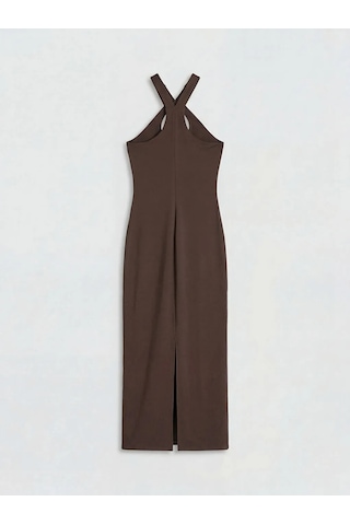 LC Waikiki Kahverengi Halter Yaka Bodycon Elbise