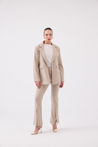 Holly Lolly Vatkalı Astarlı Blazer Striped Blazer Ceket Bej