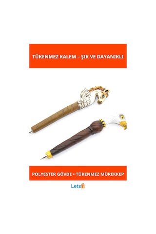 Kartal Ve Unicorn Temalı Polyester Tükenmez Kalem Çok Renkli