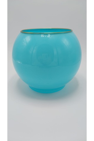 El Yapımı Şık Dekoratif Vazo Mavi Renk 15x18cm