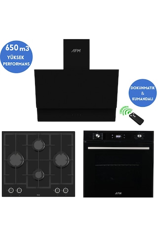 Afm Tech Ve Ferre Velvo Turbolu Siyah Dijital LN385 + FM7700 + FM3400 Ankastre Set