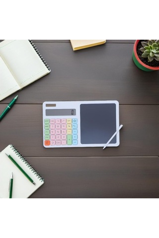 Masaüstü Ofis Tipi Modern 12 Haneli Hesap Makinesi Fonksiyonel Ürün Günlük Kullanım Dijital Ekranlı Çok Renkli
