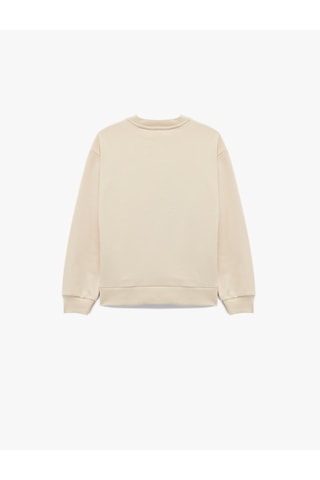 Koton Ayıcık Baskılı Pamuklu Uzun Kollu Bisiklet Yaka Sweatshirt Bej 7wkg10036ak Ekru