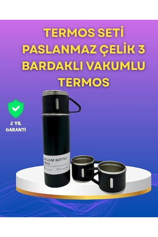 Çelik Termos Bardak Seti 500 Ml Kapasite, Kaymaz Taban, Hediye Kutulu Renkli
