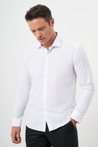 Morven Erkek Beyaz Basic Düz Desen İtalyan Yaka Slim Fit Gömlek 24mc004006600 Beyaz