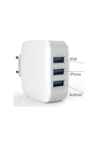 Tsmart iphone Uyumlu Şarj Kablolu 3 Usb Seyahat Şarj Seti