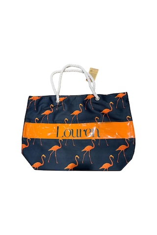 Monte Lui 1011 Plaj Çantası Flamingo Desen Siyah