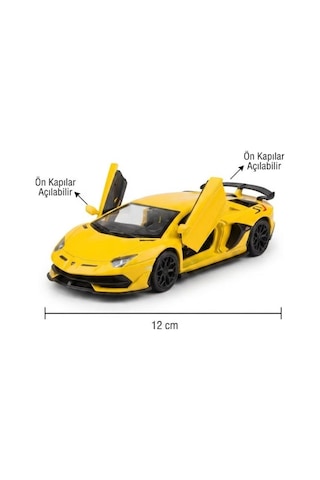 Hobbiez Lisanslı Lamborghini Aventador Kapıları Açılabilir Model Diecast 1.36 Ölçek Metal Model Araç Sarı