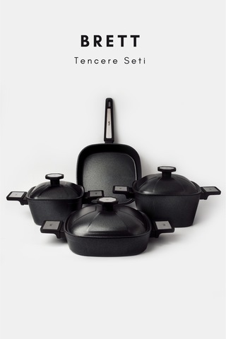 Brett 7 Parça Tencere Seti Siyah Siyah