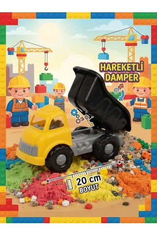 Sevimli Oyuncak Kamyon 20 Cm Hareketli Çocuk Güvenli Damperli İnşaat Kamyonu Çok Renkli