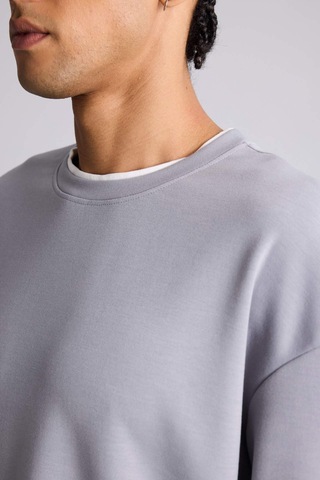 Defacto Boxy Fıt Skuba Dalgıç Kumaş Sweatshirt G6288ax25wngr445 Gri-gr445