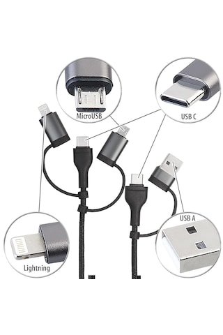 Abatech 6 In 1 Hızlı Şarj Ve Veri Kablosu Usb-a/c Usb-c/micro Usb, 3a/60w