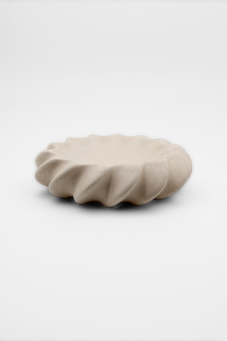 Fjora Bej Dokulu Bohem Seramik Obje Tabak 23x7 Cm