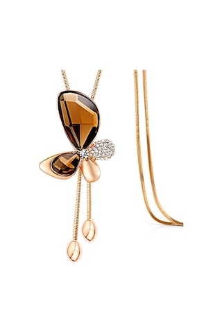 Tcherchi Sarı Kelebek Şekli Parlak Kolye Altın