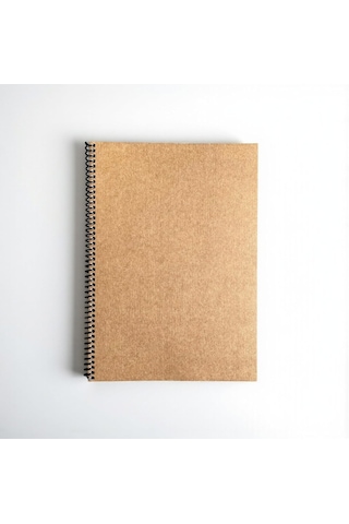 Çizgisiz Spiralli Not Defteri, A4 Boyut 21x29,7 Cm , 60 Yaprak, 90gr. Ivory Kağıt, Ofis İçin İdeal Kahverengi Kapak