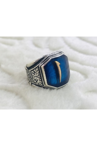 Elif Harfi Işlemeli 925 Ayar Gümüş Erkek Yüzük