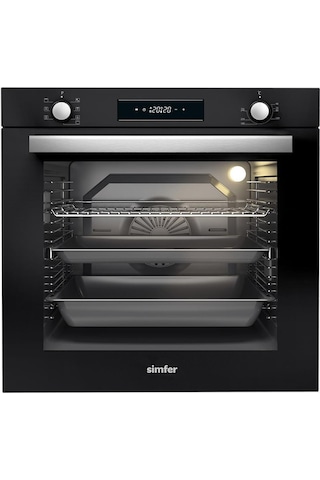 Simfer 8 Fonksiyon Siyah Multi Turbo Dijital 2'li Ankastre Set (7381 Fırın + 3653 Ocak)