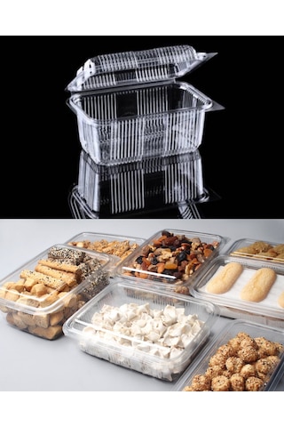 Plastik Kurabiye Kabı 1000 G 100'lü Yüksek Kapaklı Plastik Kap