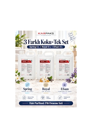 Halı Ve Oda Parfümü 3 Lü Deneme Seti 3x5 L Spring + Royal + Efsun Profesyonel Koku Seti Diğer