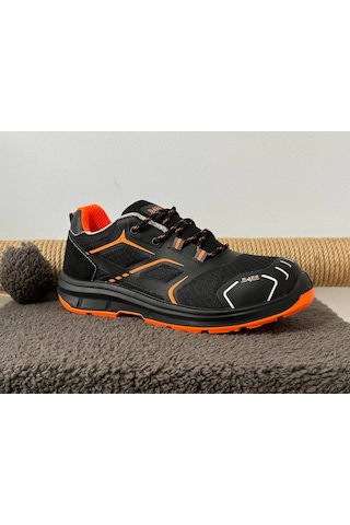Bmes İş Güvenliği Ayakkabısı Çelik Burun Turuncu Taban S400 Siyah - Turuncu
