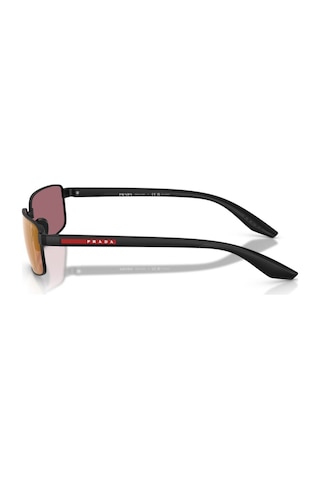Prada Ps B54s 1bo07a 59 Linea Rossa Erkek Polarize Dikdörtgen Aynalı Siyah Metal Güneş Gözlüğü Siyah