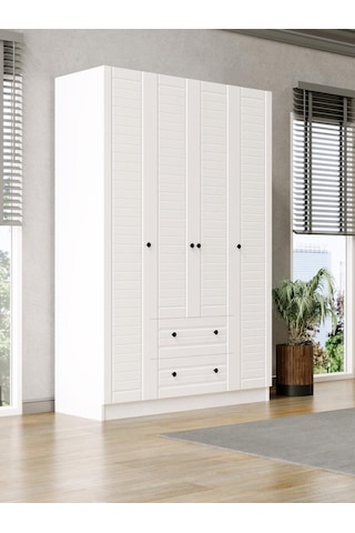 Kuzeylife Elegante Modern Tasarımlı Membran Kapaklı 4 Kapılı Gardırop (52 cm Derinlik)
