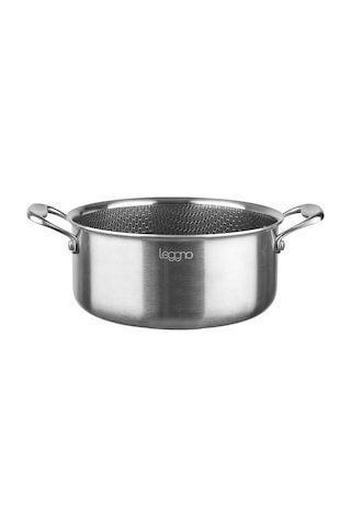 Leggno Elite Pro 3ply Petek Dokulu Çelik Derin Tencere 24 Cm Gümüş