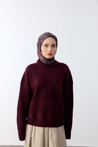 Mirsoy Scarf Lavin Desen Eşarp Bordo