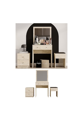 Decormet Nice Makyaj Masası Travertine Safir Meşe