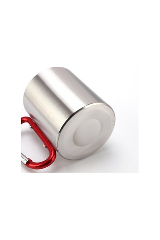 220Ml Paslanmaz Çelik Kamp Kupa Yürüyüş Kahve Fincanı Karabina Ile Içecek Kupası Fda Sertifikası Yok - Gümüş