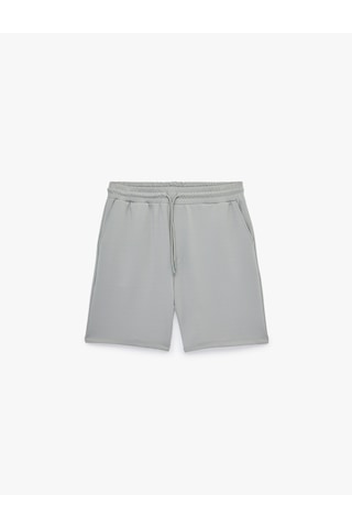Koton Regular Fit Cepli Beli Bağcıklı Bermuda Şort Gri 6sam40046mk