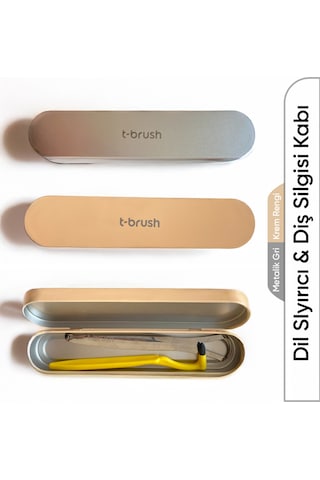 Tbrush Dil Sıyırıcı+Diş Silgisi+Metal Kap
