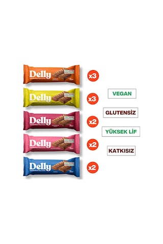 Delly Çikolata Kaplı Vegan Meyveli Bar Karışık Kutu 12 x 35 G