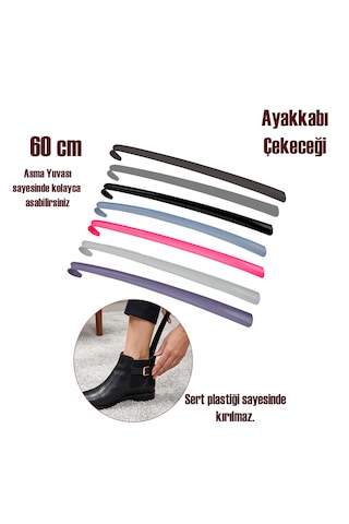 Porsima Org-200 Askılı Ayakkabı Çekeceği Uzun Plastik Kerata Ayakkabı Giyme Aparatı 60cm