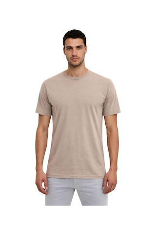 Arma Ar-ma Erkek Bisiklet Yaka Tişört Baskisiz Basic Örme Kumaş Regular Fit %47 Modal %47 Pamuk %6 Likra 30/1 Penye Modal Full Likra Süprem Y31344473002 Gri-bej G8