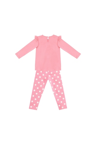 Denokids Kuzucuk Kız Bebek Pembe Tunik Tayt Takım Çok Renkli