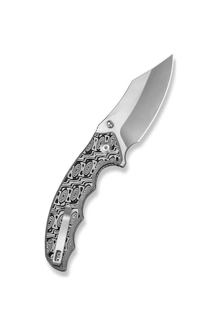 Civivi Pentad Black / White Vortex Micarta Handle Satin Finished Nitro-v Blade Kamp Çakı Gri