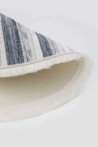 Halı Gri 9026 Cool Yıkanabilir Saçaklı Oval Kesme Ince Yolluk Kilim Salon Halısı Modeli