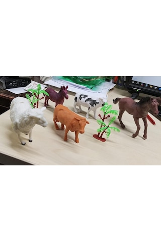 Plastik Çiftlik Hayvanları Oyuncak At Koyun İnek Tay 7 Parça