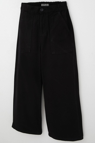 Breeze Kız Çocuk Gabardin Pantolon Geniş Paça Beli Lastikli 5-9 Yaş, Siyah Siyah