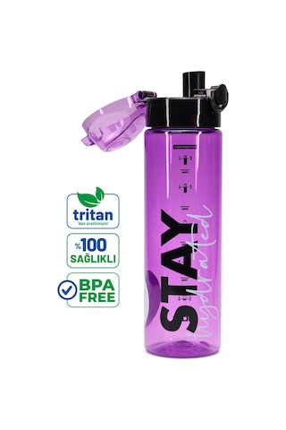 Su Matarası Tritan Geniş Ağız Su Şişesi Stay Hydrated Spor Matarası Suluğu Bpasız 630 Ml Mor 0102