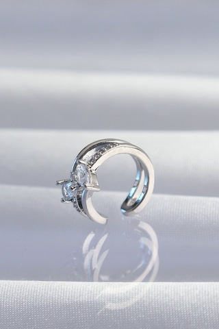 Pirinç Gümüş Renk Zirkon Taşlı Damla Earcuff Küpe Vice1395 3096 Diğer